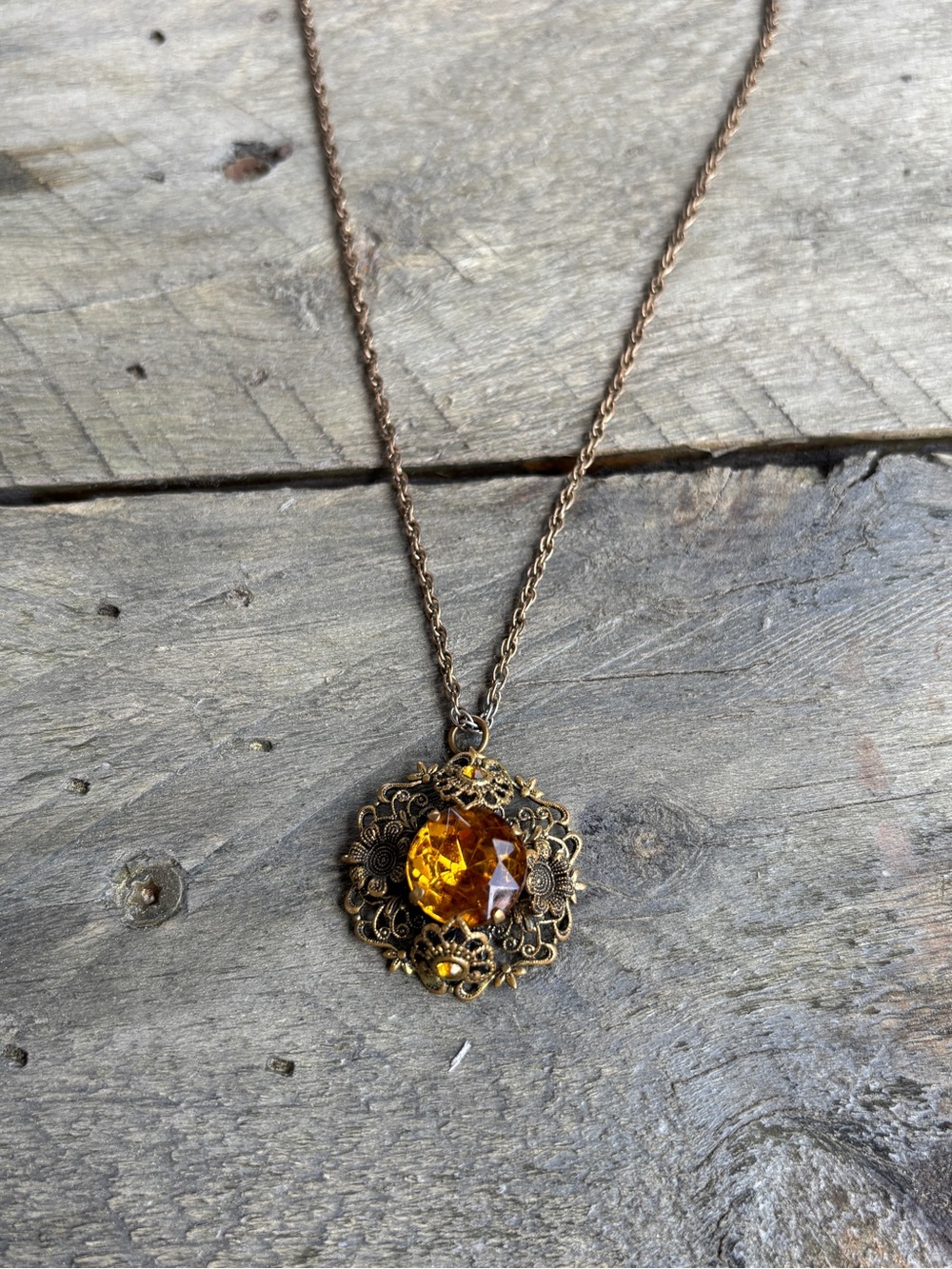 Gold Filled 12k 1/20 Vintage-Style Gold Floral Pendant Necklace
